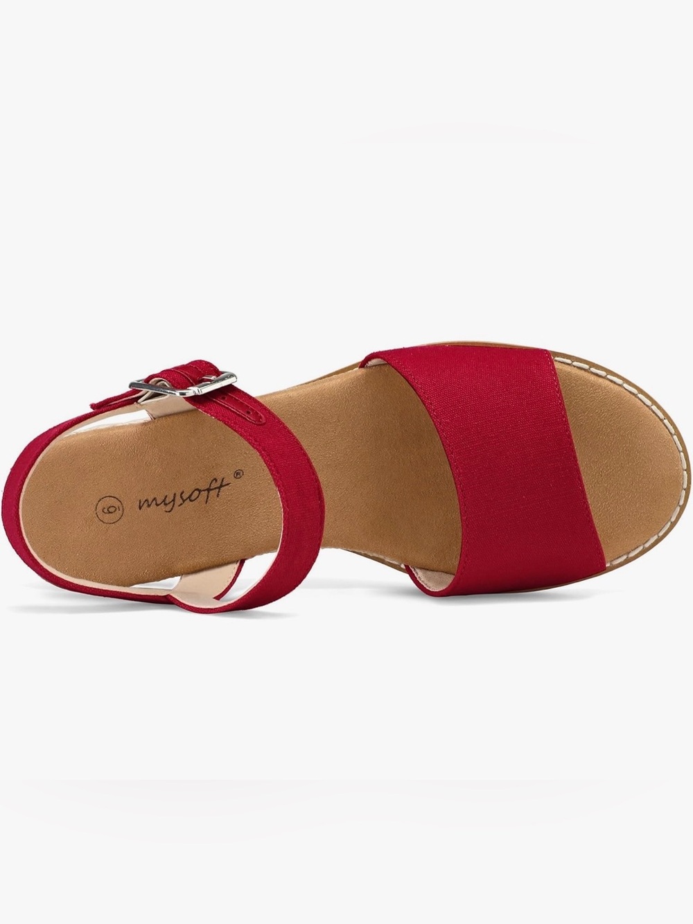 Red Ankle-Strap Espadrille Sandal with Buckle